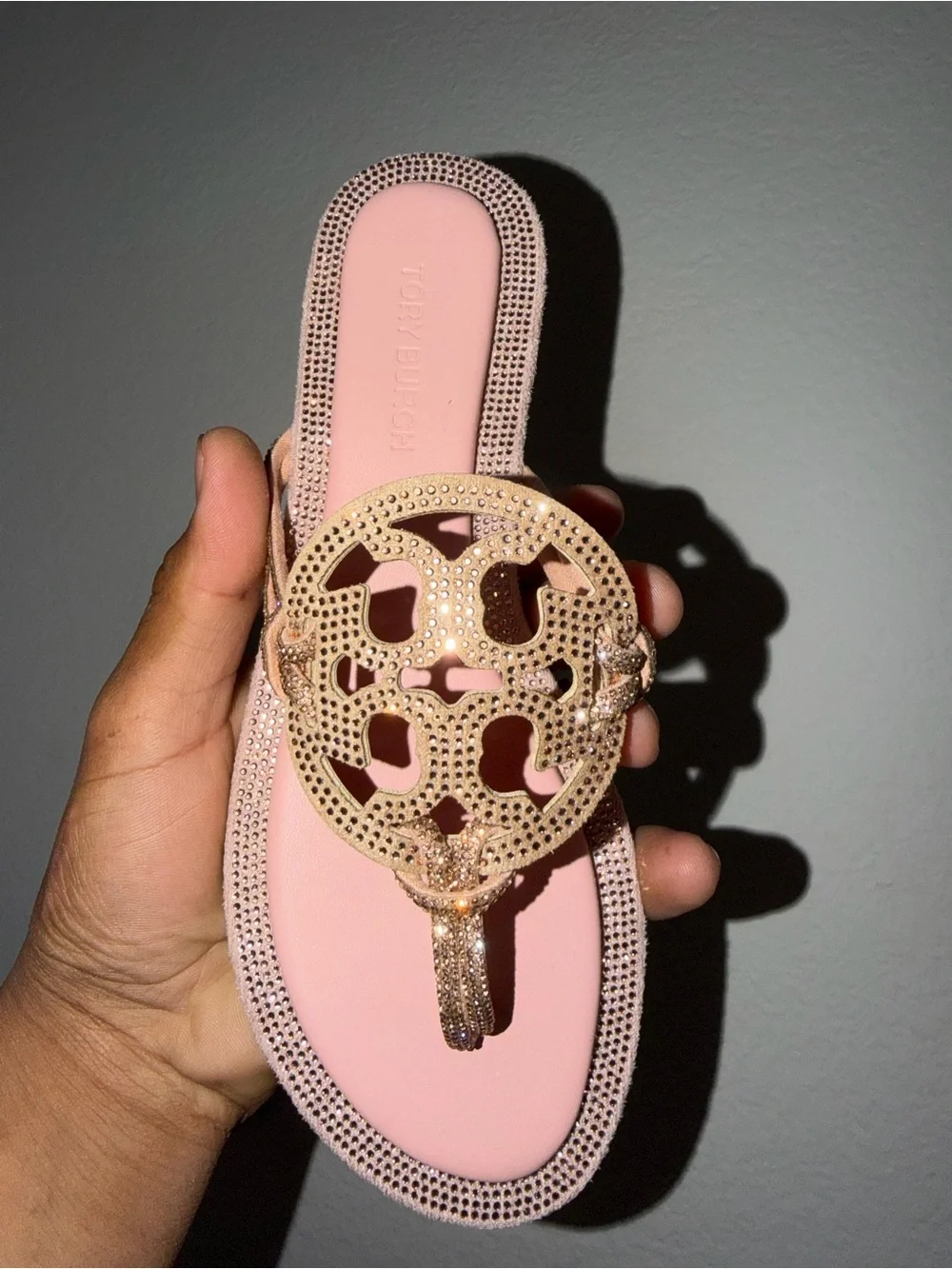 Tory Burch pink miller rhinestone Sandal